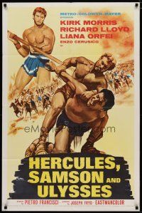 4x357 HERCULES, SAMSON, & ULYSSES 1sh '65 Pietro Francisci sword & sandal action, gladiator art!