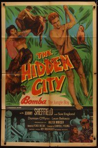 4x359 HIDDEN CITY 1sh '50 great images of Johnny Sheffield as Bomba the Jungle Boy!