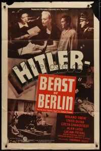 4x370 HITLER - BEAST OF BERLIN 1sh '39 Sam Newfield directed, first Alan Ladd!