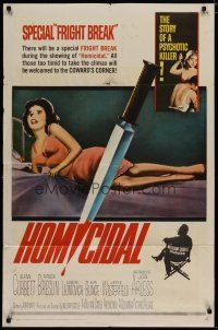 4x375 HOMICIDAL 1sh '61 William Castle's story of psychotic killer, cool knife & sexy girl image!