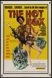 4x378 HOT BOX 1sh '72 ravaged savaged sexy babes fight back with their guns and their bodies!