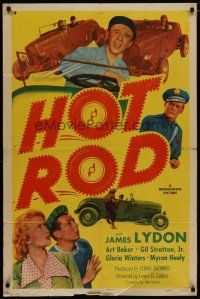 4x380 HOT ROD 1sh '50 Jimmy Lydon, cool hot rod car racing police chase artwork!