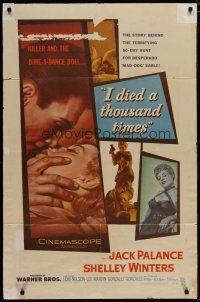 4x396 I DIED A THOUSAND TIMES 1sh '55 artwork of Jack Palance & sexy Shelley Winters!
