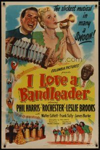 4x397 I LOVE A BANDLEADER 1sh '45 Rochester, Phil Harris, a joyous jive jamboree, great art!