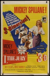 4x400 I, THE JURY 1sh '53 Mickey Spillane, Mike Hammer, great 3-D images of sexy girl stripping!