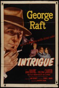 4x412 INTRIGUE 1sh R52 George Raft in the Shanghai underworld with 2 dangerous women!