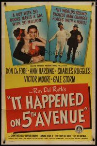4x417 IT HAPPENED ON 5th AVENUE 1sh '46 poor Don DeFore loves rich and beautiful Gale Storm!