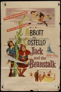 4x421 JACK & THE BEANSTALK 1sh '52 Abbott & Costello, their first picture in color!