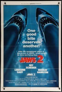 4x428 JAWS 2 1sh R80 one good bite deserves another, what could be more terrifying!