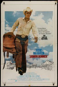 4x449 JUNIOR BONNER 1sh '72 full-length rodeo cowboy Steve McQueen carrying saddle!