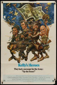 4x452 KELLY'S HEROES 1sh '70 Eastwood, Savalas, Sutherland, Jack Davis Spirit of '76 art!