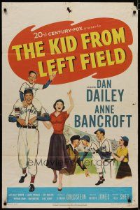 4x455 KID FROM LEFT FIELD 1sh '53 Dan Dailey, Anne Bancroft, baseball kid argues with umpire!