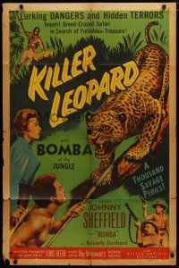 4x458 KILLER LEOPARD 1sh '54 Sheffield as Bomba the Jungle Boy, 1000 savage perils!
