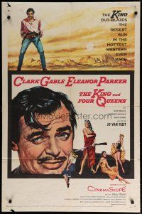 4x462 KING & FOUR QUEENS 1sh '57 art of Clark Gable, Eleanor Parker & sexy babes!