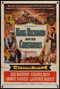 4x466 KING RICHARD & THE CRUSADERS 1sh '54 Rex Harrison, Virginia Mayo, George Sanders!