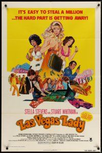4x480 LAS VEGAS LADY 1sh '75 sexy art of gambling gangster gals, it's easy to steal a million!