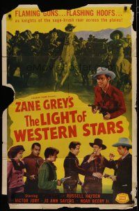 4x497 LIGHT OF WESTERN STARS 1sh R50 Zane Grey novel, Victor Jory, Jo Ann Sayers!
