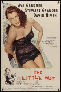 4x505 LITTLE HUT 1sh '57 giant image of barely-dressed tropical Ava Gardner with sexy eyes!