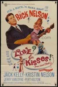 4x516 LOVE & KISSES 1sh '65 Ricky Nelson playing guitar, not rock & roll but Rick & roll!