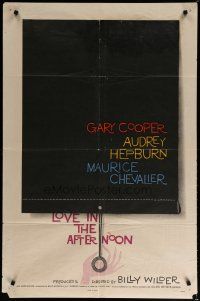 4x518 LOVE IN THE AFTERNOON 1sh '57 Gary Cooper, Audrey Hepburn, Maurice Chevalier!
