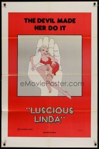 4x523 LUSCIOUS LINDA 1sh '70s art of sexy girl in hand, the Devil made her do it!