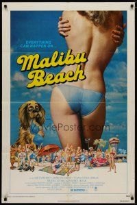 4x533 MALIBU BEACH 1sh '78 great image of sexy topless girl in bikini on famed California beach!