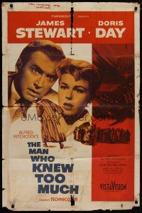 4x544 MAN WHO KNEW TOO MUCH 1sh '56 James Stewart & Doris Day, directed by Alfred Hitchcock!