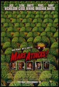 4x548 MARS ATTACKS! advance 1sh '96 directed by Tim Burton, great image of many alien brains!