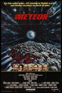 4x559 METEOR 1sh '79 Sean Connery, Natalie Wood, cool sci-fi artwork by T. Beaurais!
