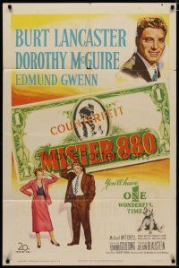4x568 MISTER 880 1sh '50 art of Burt Lancaster, Dorothy McGuire & counterfeit money!