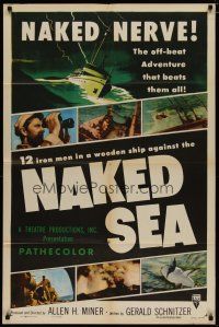 4x595 NAKED SEA style A 1sh '55 hunters in Hell, the off-beat adventure that beats them all!