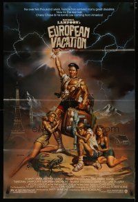 4x597 NATIONAL LAMPOON'S EUROPEAN VACATION 1sh '85 Boris Vallejo art of ripped Chevy Chase!
