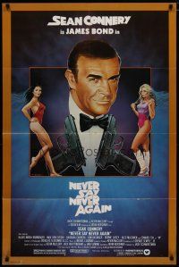 4x605 NEVER SAY NEVER AGAIN 1sh '83 art of Sean Connery as James Bond 007 by Obrero!