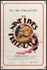 4x612 NINE LIVES OF FRITZ THE CAT 1sh '74 Robert Crumb, great art of smoking cartoon feline!