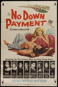 4x613 NO DOWN PAYMENT 1sh '57 Joanne Woodward, daring art of unfaithful sexy suburban couple!