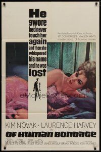 4x619 OF HUMAN BONDAGE 1sh '64 super sexy Kim Novak can't help being what she is!