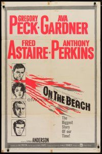 4x622 ON THE BEACH 1sh '59 art of Gregory Peck, Ava Gardner, Fred Astaire & Anthony Perkins!