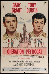 4x626 OPERATION PETTICOAT 1sh '59 great artwork of Cary Grant & Tony Curtis on pink submarine!