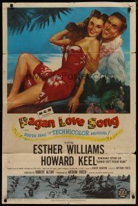 4x636 PAGAN LOVE SONG 1sh '50 tropical Esther Williams in sexiest outfit, Howard Keel