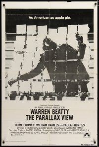 4x639 PARALLAX VIEW 1sh '74 Warren Beatty, as American as apple pie, cool image!