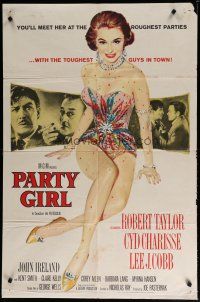 4x641 PARTY GIRL 1sh '58 you'll meet sexiest Cyd Charisse at rough parties, Nicholas Ray