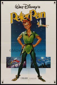 4x654 PETER PAN 1sh R82 Walt Disney animated cartoon fantasy classic, great full-length art!