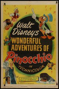 4x658 PINOCCHIO 1sh R45 Disney classic fantasy cartoon about a wooden boy who wants to be real!