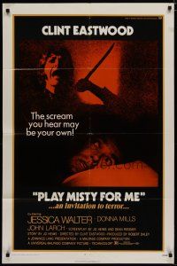 4x663 PLAY MISTY FOR ME 1sh '71 classic Clint Eastwood, Jessica Walter, invitation to terror!