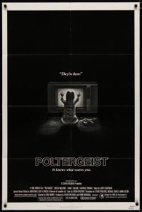 4x666 POLTERGEIST style B 1sh '82 Tobe Hooper, classic, they're here, Heather O'Rourke by TV!