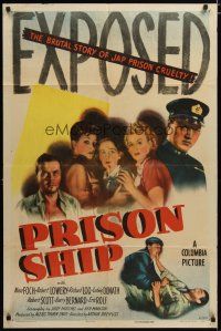 4x675 PRISON SHIP 1sh '45 Nina Foch & Robert Lowery in brutal story of Japanese prison cruelty!