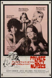4x677 PRIVATE DUTY NURSES 1sh '71 sexy Kathy Cannon & Joyce Williams, hospital sexploitation!