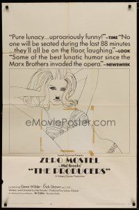 4x681 PRODUCERS style B 1sh '67 Mel Brooks, Zero Mostel & Gene Wilder perform on Broadway!