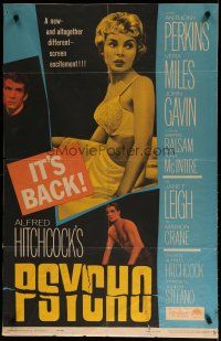 4x685 PSYCHO 1sh R65 sexy half-dressed Janet Leigh, Anthony Perkins, Alfred Hitchcock classic!