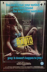 4x693 RABID int'l 1sh '77 gruesome image of girl dead in refrigerator, David Cronenberg directed!